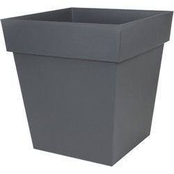EDA Bloempot Toscane - vierkant - donkergrijs - kunststof - 39 cm - Plantenpotten