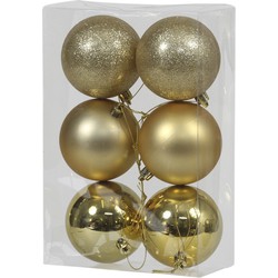 Othmar Decorations Kerstballen - 6x st - goud - D8 cm - kunststof - Kerstbal
