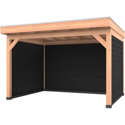 Douglas overkapping 400 x 300, met zwarte achterwand en twee zijwanden, Westwood Comfort Green