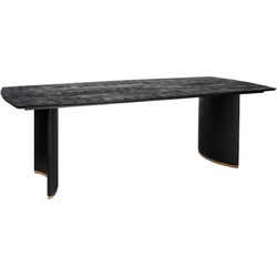 PTMD Ostara Black mango wood diningtable 280cm gold leg