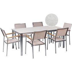 COSOLETO/GROSSETO - Tuinset 6 persoons - Wit - Graniet/Glas