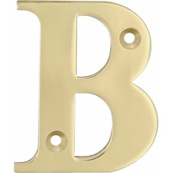 AMIG Huisnummer/letter B - massief messing - 5cm - incl. bijpassende schroeven - gepolijst - goudkleur - Huisnummers