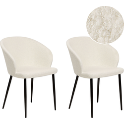 MASON - Eetkamerstoel set van 2 - Gebroken wit - Polyester