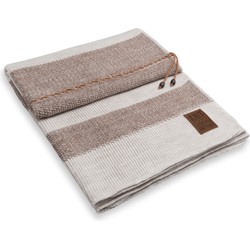 Knit Factory Roxx Gebreid Plaid - Woondeken - Kleed - Beige/Marron - 160x130 cm