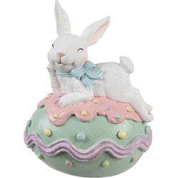 Clayre & Eef Decoratie Beeld Konijn 11x9x15 cm Wit Kunststof