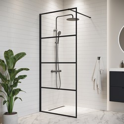 Badplaats Douchewand Essos 90 x 200 cm - Zwart – Inloopdouche 8 mm Veiligheidsglas