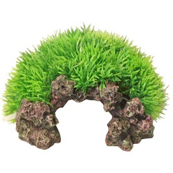 Plastic Green Moss op rots met uitstromer 16x8.5 cm