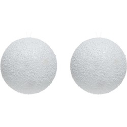 2x Witte sneeuwbal/sneeuwbol 14 cm - Decoratiesneeuw