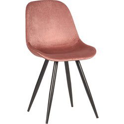LABEL51 - Eetkamerstoel Capri - Oud Roze Fluweel - Zwart Metaal