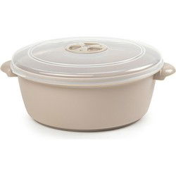 PlasticForte Magnetronschaal met deksel/ventiel - 1,5L - beige - Magnetronbakken
