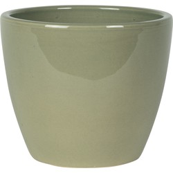 Steege Plantenpot/bloempot - keramiek - mosgroen - glanzend - 16 x 13 cm - Plantenpotten