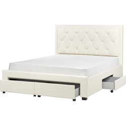 LIEVIN - Bed met opbergruimte - Crème - 160 x 200 cm - Fluweel