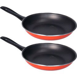 Set van 2x stuks merida professionele rode koekenpan voor alle hittebronnen 28 cm - Koekenpannen