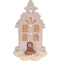 Clayre & Eef Gingerbread house 20 cm Roze Polyresin Kerstdecoratie