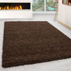 Tapijtenloods Basic Shaggy vloerkleed Bruin Hoogpolig- 60x110 CM