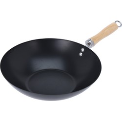 Excellent Houseware Wok/hapjes/bak pan met antiaanbaklaag - staal - D30 cm - Koekenpannen