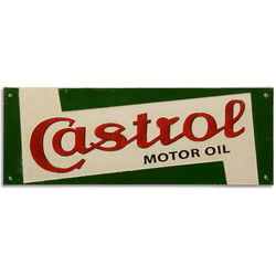A CAST IRON CASTROL PLAQUE