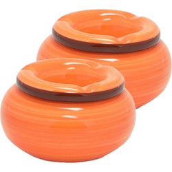 Set van 3x stuks dolomite keramiek storm asbakken oranje 13,5 x 7 cm - Asbakken