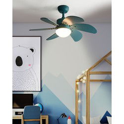 LOGAR - Plafondventilator met lamp - Blauw - Synthetisch materiaal