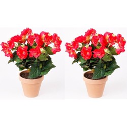 2x Kunstplanten Begonia roze 30 cm - Kunstplanten