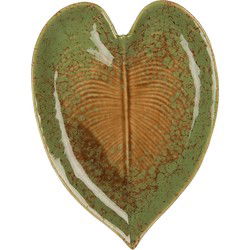 Clayre & Eef Decoratie schaal Blad Groen Keramiek