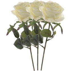 Witte roosjes kunst tak 45 cm 3 stuks - Kunstbloemen