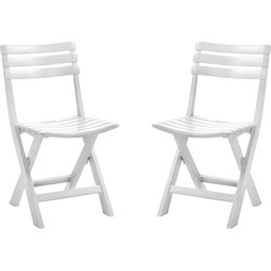 Set van 2x stuks witte kunststof klapstoelen voor binnen en buiten - Klapstoelen