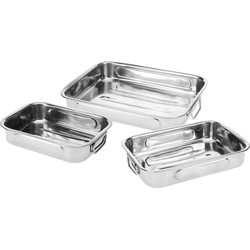 Excellent Houseware Braadsledes/ovenschalen - set van 3x stuks - rvs metaal - zilver - Braadsleses