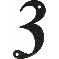 AMIG Huisnummer 3 - staal - 10cm - incl. schroeven - zwart - Huisnummers