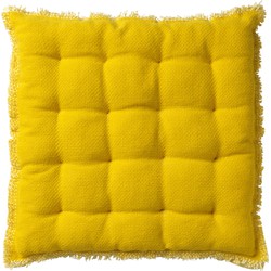 Dutch Decor BURTO - Stoelkussen van gewassen katoen Lemon 40x40 cm - geel - Dutch Decor