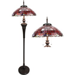 LumiLamp Tiffany Vloerlamp  166 cm Rood Glas Kunststof Staande Lamp