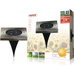 Ranex RA-5000406 LED Solar Grondspot RVS