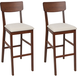 AMBLER - Barkruk set van 2 - Lichtbeige - Hout