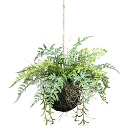 Kopu® Kunstplant BOL met diverse Varen Hangplanten 25 cm - Groen