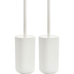 2x Stuks WC/Toiletborstel houder kunststof - wit - D9 x 35 cm - modern - Toiletborstels