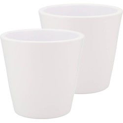 DK Design bloempot/plantenpot - 2x - Vinci - wit mat - voor kamerplant - D16 x H18 cm - Plantenpotten