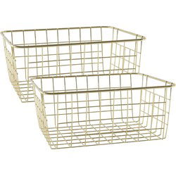 Svenska Living Draadmand - 4x - goudkleurig - 28 x 22 x 13 cm - opbergmand - Opbergmanden