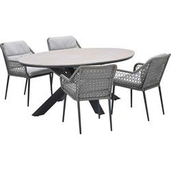 Garden Impressions Pemba tuinset 5-delig - Tulli tuintafel 180x115 cm - light teak vironwood