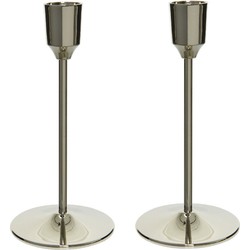 Set van 3x stuks luxe diner kaarsen staande kandelaar aluminium kleur zilver 20 cm - kaars kandelaars