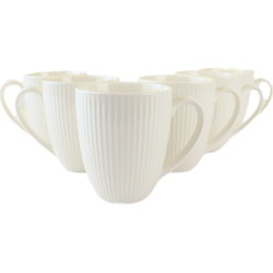 OTIX Koffiekopjes - set van 6 - met Oor - Koffietassen - 300ml - Wit - Porselein - LUNA