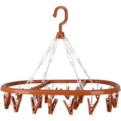 Urban Living Wasgoed droogcarrousel/droogmolen - 20 clips/knijpers - terra - kunststof - 30 x 42 cm - Hangdroogrek