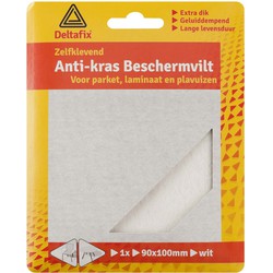 Deltafix Anti-krasvilt - 1x knipvel - wit - 90 x 100 mm - rechthoek - zelfklevend - Meubelviltjes