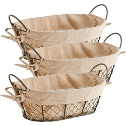 3x Vintage broodmandjes voor kleine broodjes 30 x 21 cm - broodmand