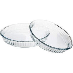 Secret de Gourmet - Ovenschalen set 2x stuks rond - Glas - 26 en 32 cm - Ovenschalen