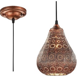 Marokkaanse hanglamp 19cm Ø E14 oud koper - oud brons - antiek grijs