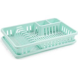 Plasticforte Afdruiprek met lekbak - 45 x 30 cm - mintgroen - Afwassen - Afdruiprekken