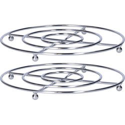 Secret de Gourmet ronde pannen onderzetter - 2x - zilver - D20 cm - Panonderzetters