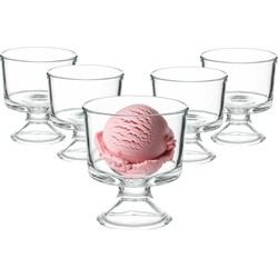 Vivalto IJcoupes/ijs/dessert serveer schaaltjes - op voet - set 6x stuks - glas - 290 ml - IJsjeshouders