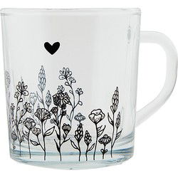 Clayre & Eef Theeglas  200 ml Glas Bloemen Theemok