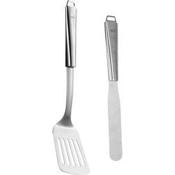 5Five Keukengerei bakspatel/bakspaan set 2x - zilver rvs - 34 en 29 cm - Bakspanen